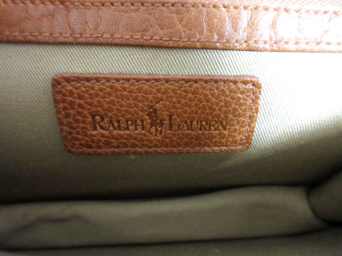 ラルフローレン RALPH LAUREN レザー ハンドバッグ ショルダーストラップ付き ブラウン ヴィンテージ 北4126_画像10