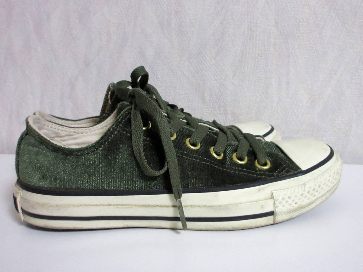 コンバース CONVERSE オールスター ベロア スニーカー グリーン 22.5 北4298_画像3