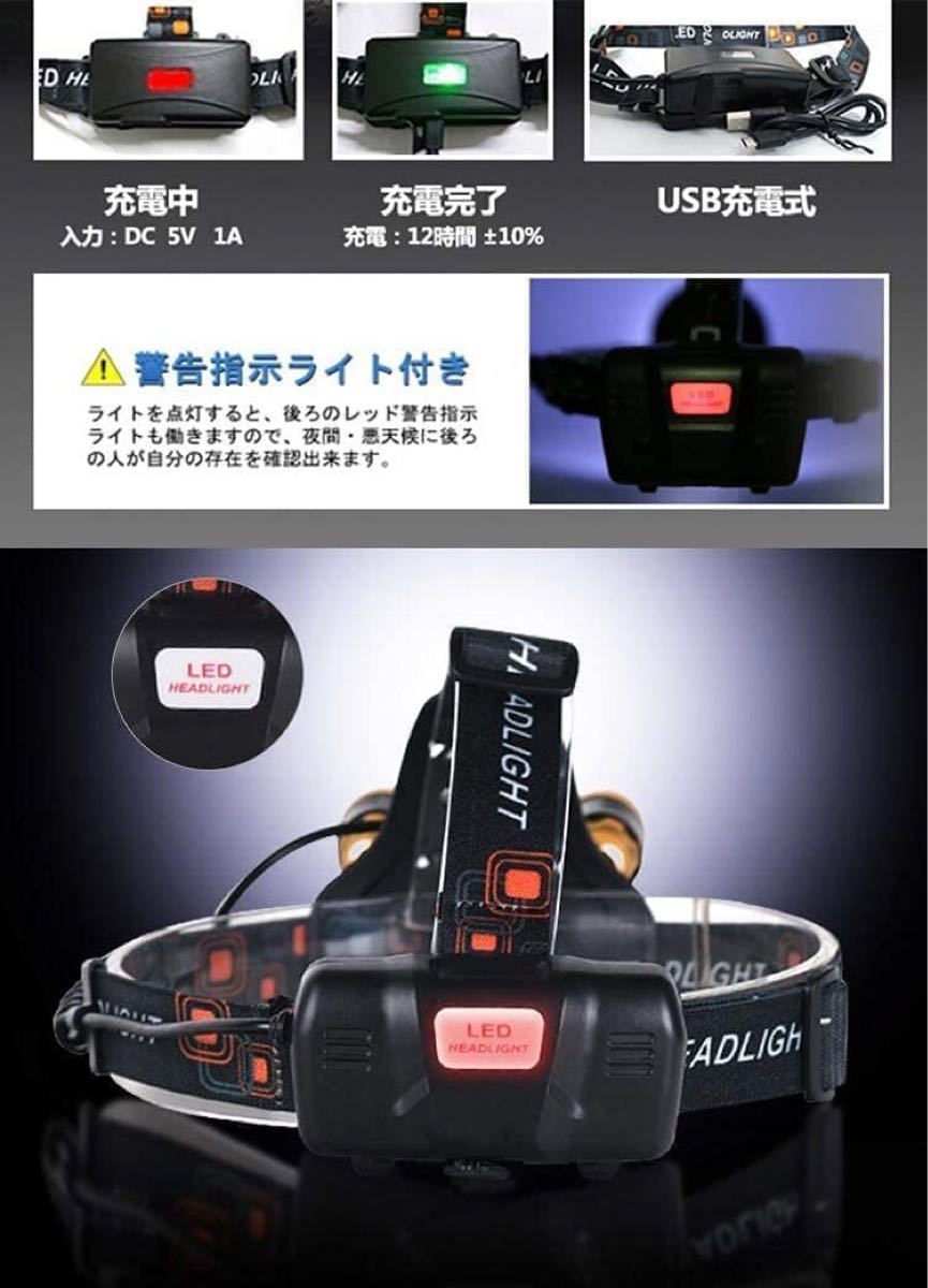 ヘッドライト18000ルーメン LEDヘッドランプ USB充電式 人感センサー 4モード