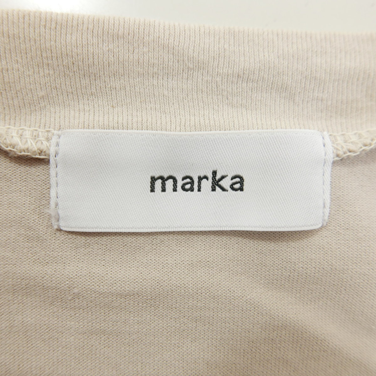 markama-kaCOMBED COTTON KNIT CREW NECK L/S мужской одноцветный хлопок футболка с длинным рукавом вырез лодочкой long T BEIGE 2