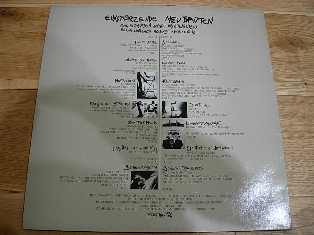 EINSTURZENDE NEUBAUTEN　Einstrzende Neubauten 80=83 Strategies Against Architecture　アインシュテュルツェンデ ノイバウテン