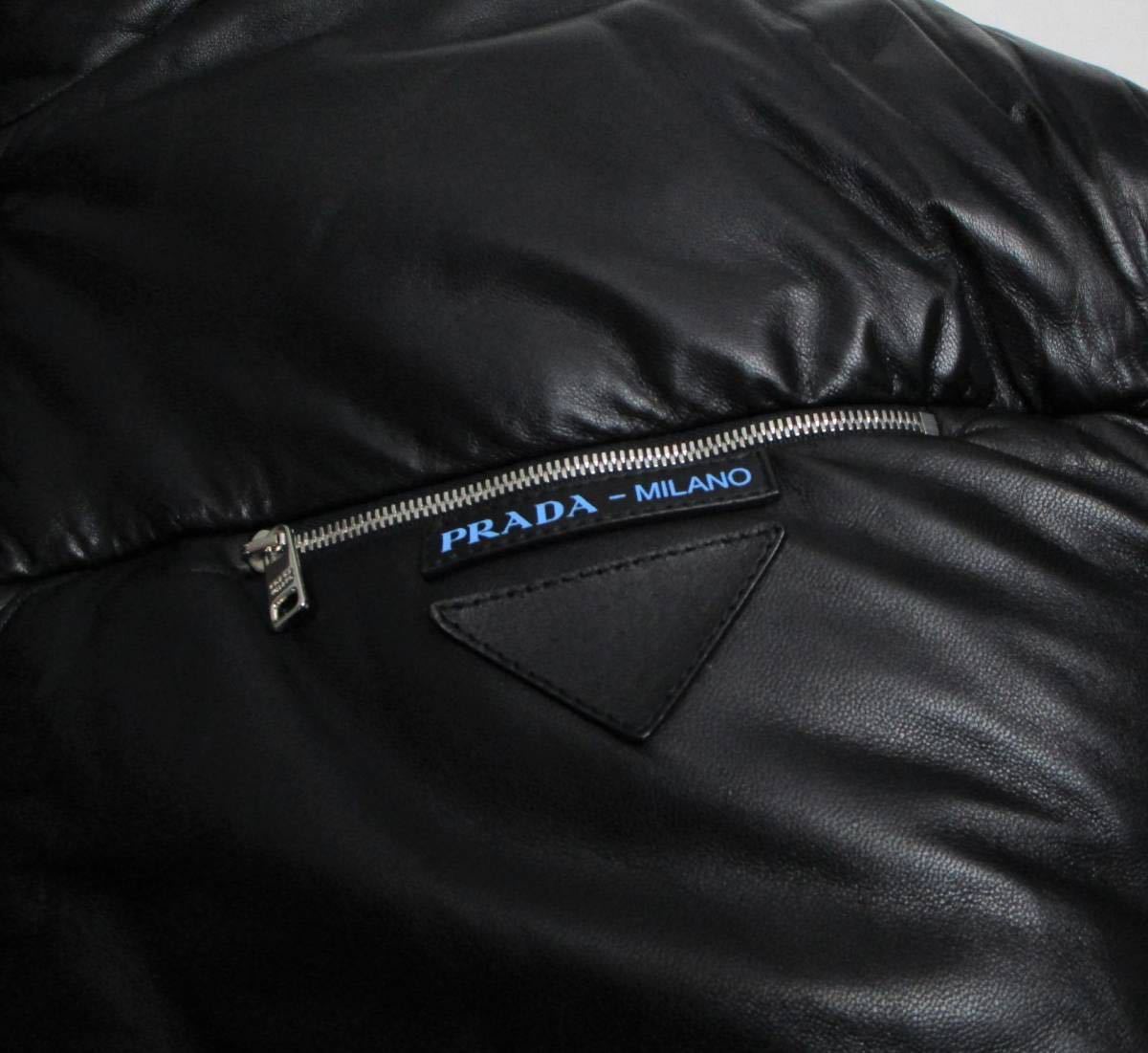 正規品 プラダ PRADA ラムレザー ダウン ジャケット M 黒 定価90 正規品 プラダ PRADA ラムレザー ダウン ジャケット M 黒 定価90