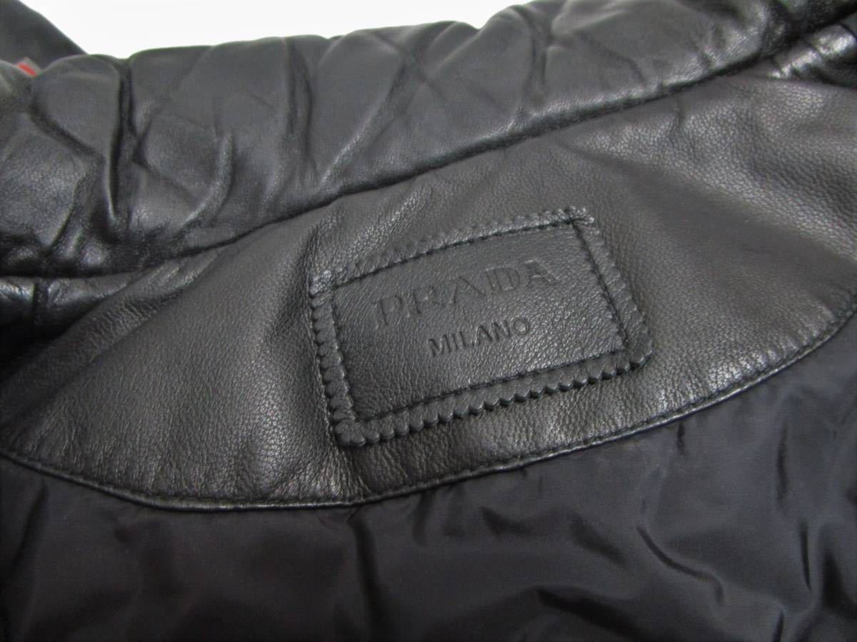 正規品 プラダ PRADA ラムレザー ダウン ジャケット M 黒 定価90 正規品 プラダ PRADA ラムレザー ダウン ジャケット M 黒 定価90