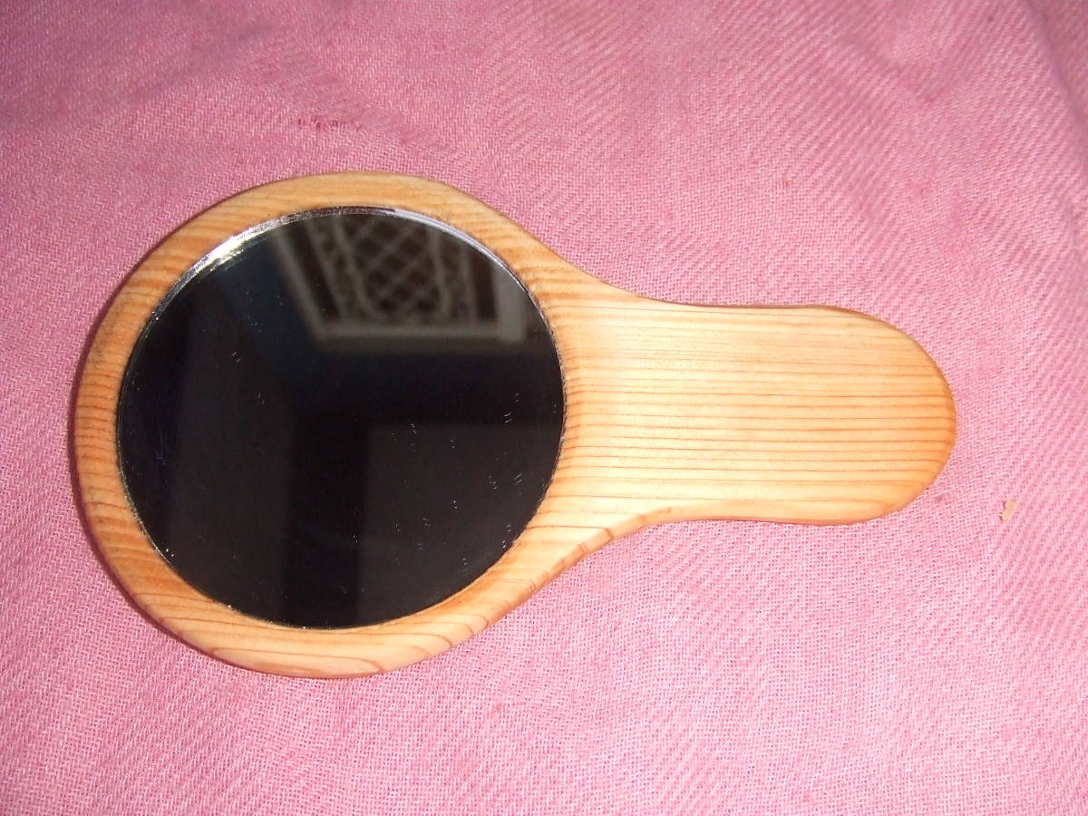 新作 ④味の手作り木製（木目に綺麗な針葉樹）手鏡 商品细节 | 雅虎
