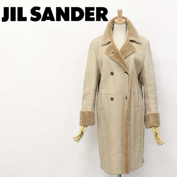 ◆JIL SANDER/ジル サンダー ムートン ダブル コート ライトベージュ 34_画像1