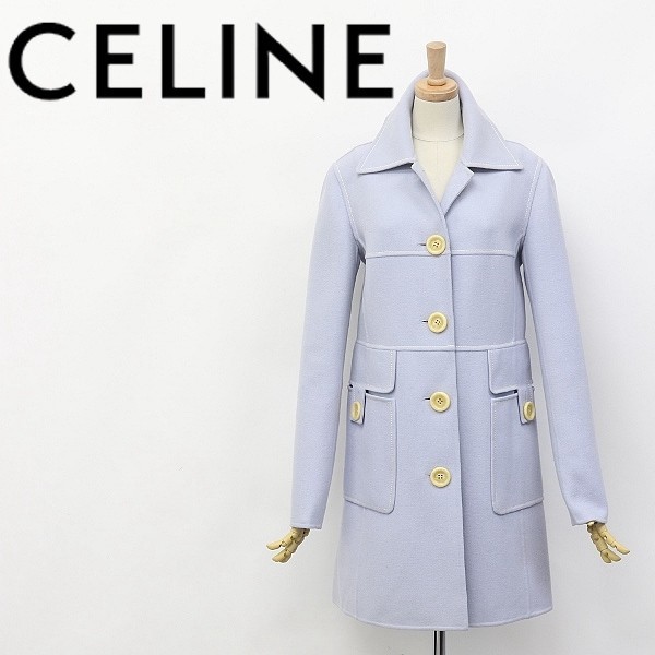 ◆CELINE/セリーヌ ストレッチ ステッチ デザインポケット ウール コート 38