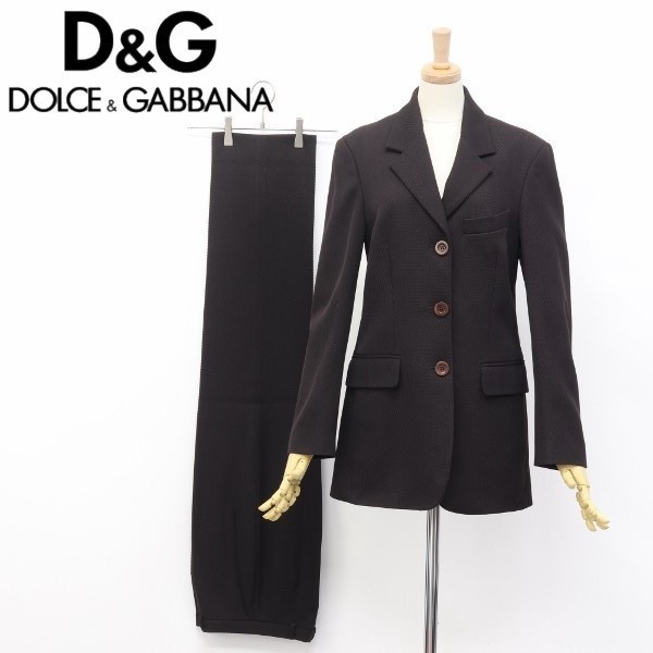 ◆D&G/ドルチェ＆ガッバーナ 3釦 ジャケット＆パンツ スーツ セットアップ ダークブラウン 26/40