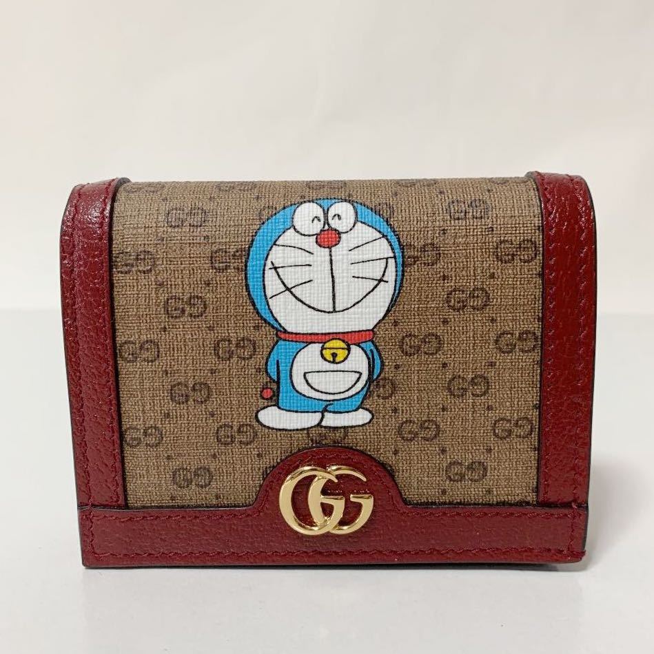 GUCCI DORAEMON×GUCCI ミニ財布 カードケース 647788 ドラえもんコラボ ミニGGスプリーム コンパクトウォレット 美品_画像1