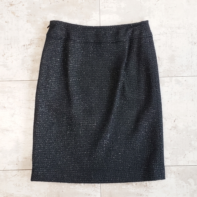 ハロッズ Harrods ラメ ツイード ウール セットアップ スカート 2 日本製 ブラック ダブルジャケット_画像9