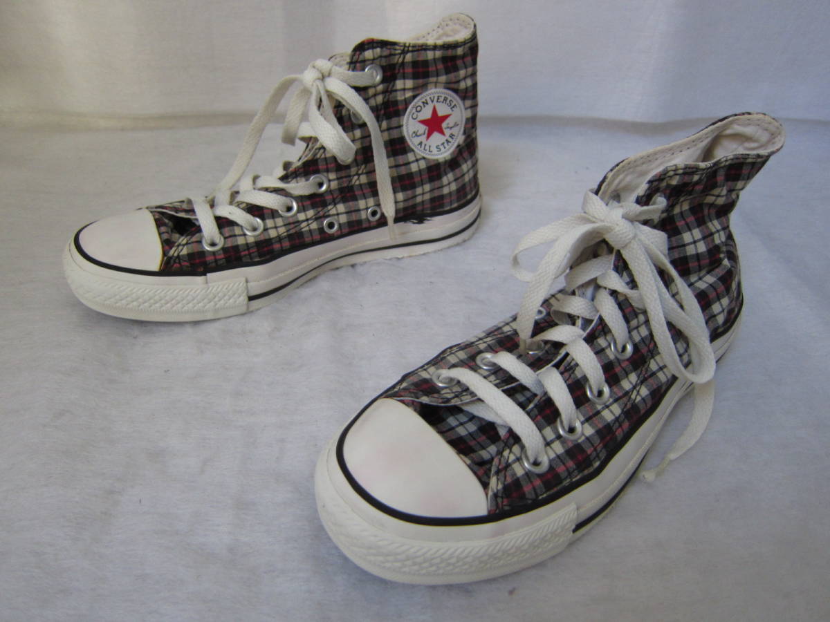 CONVERSE ALLSTAR HI( кукуруза балка s все Star высокий ) чёрный белый красный в клетку 4 ( примерно 23.) ok2112A