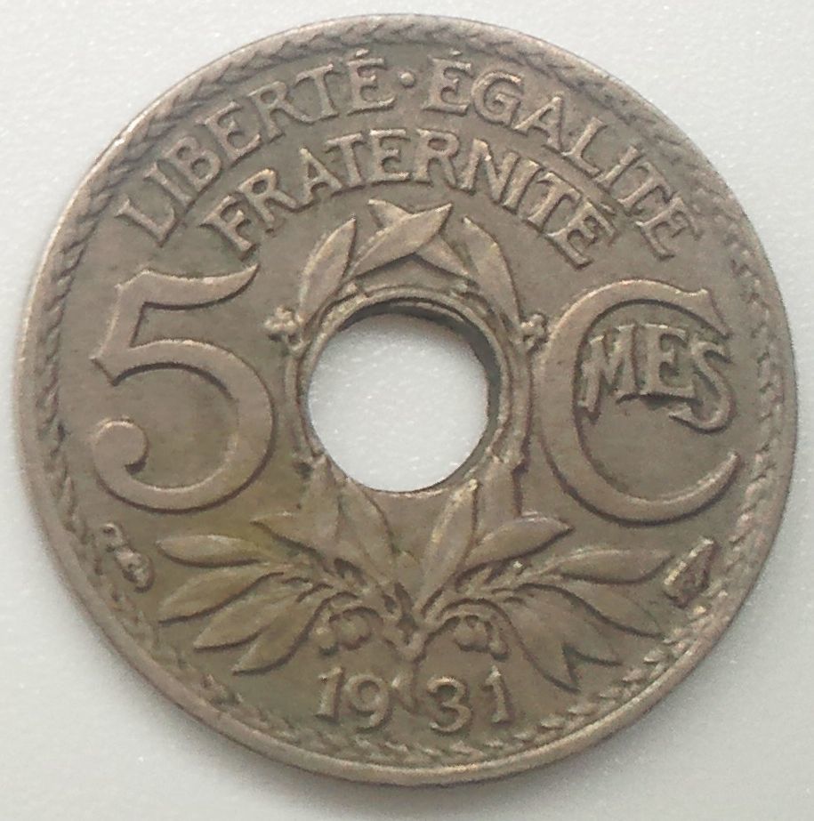 【限定販売】 フランス FRATERNITE 1931年　5CMES　LIBERTE・EGALITE 5センチム ヨーロッパ