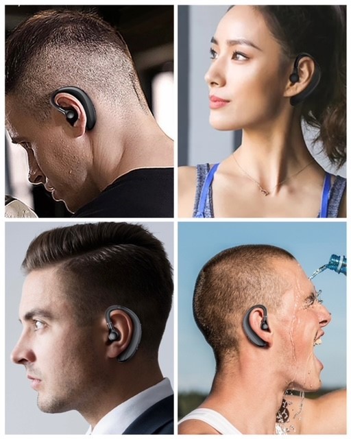 Bluetooth　イヤホン　ワイヤレスイヤホン 耳掛け型　イヤフォン イヤホンマイク 片耳　USB 充電 高音質 超軽量　テレワーク　ブラック 21_画像4