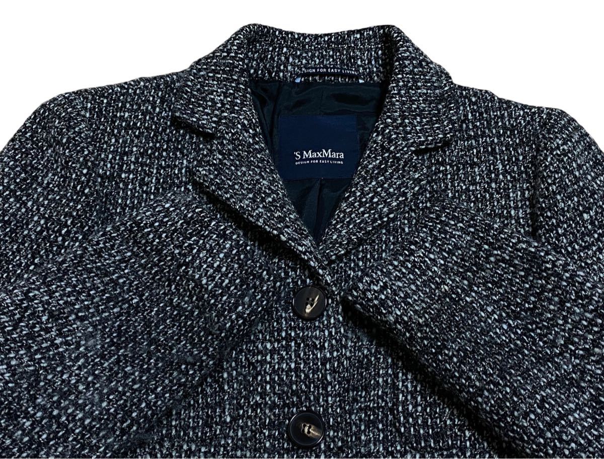 新作 *MAXMARA* Demien ツイードジャケット グレー シルク&ウール】'S MAX MARA エスマックスマーラ ツイード