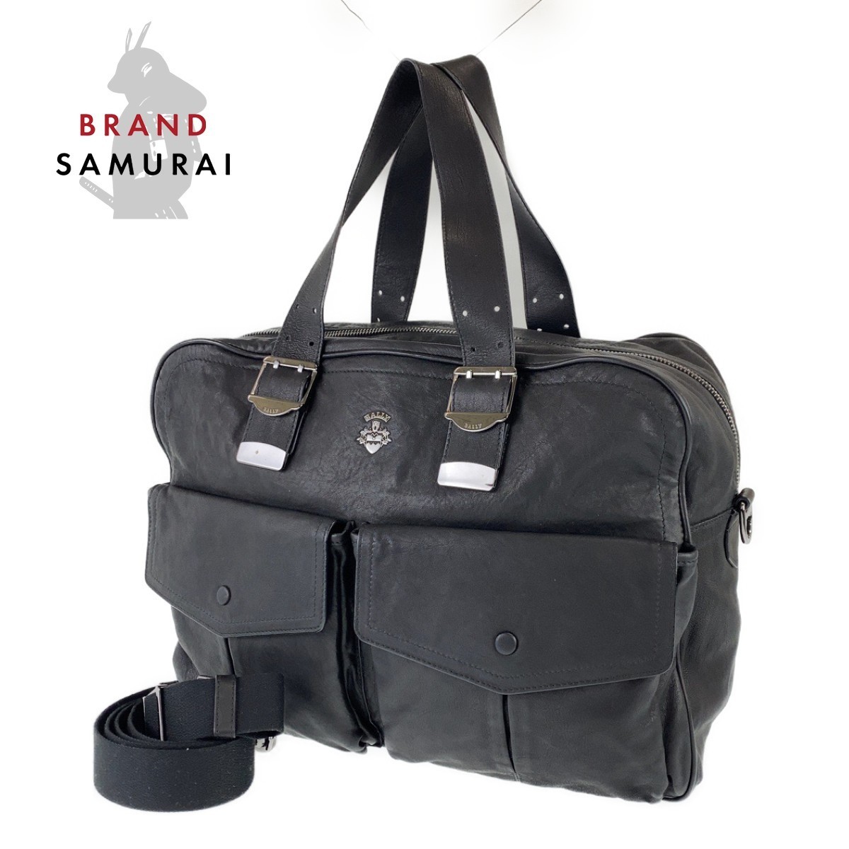 BALLY バリー ブラック/レザー 2WAY 斜め掛け ショルダーバッグ
