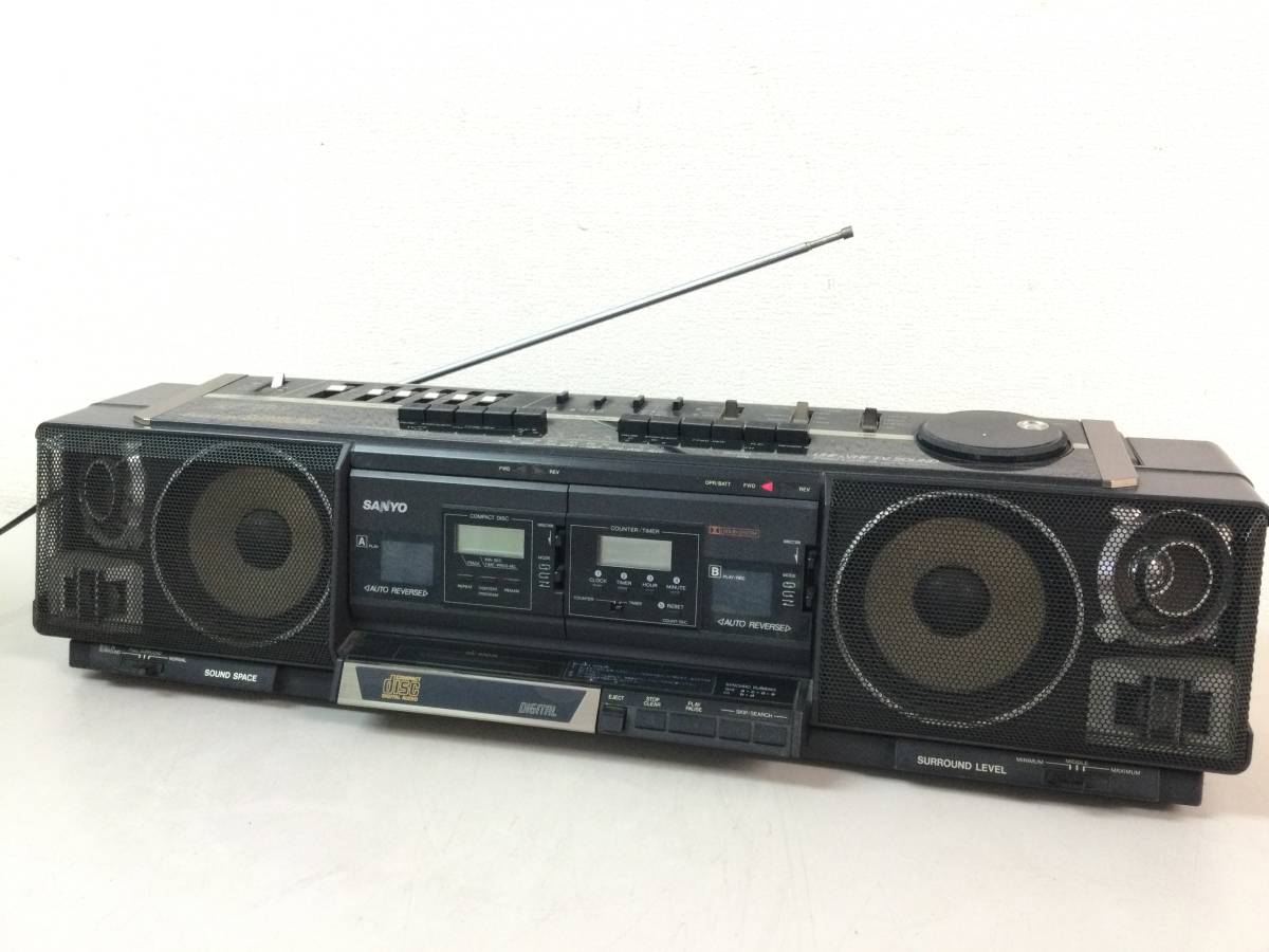  rare!SANYO Sanyo Electric stereo dual PH-WCD3 double cassette CD AM/FM radio-cassette Showa Retro Junk 