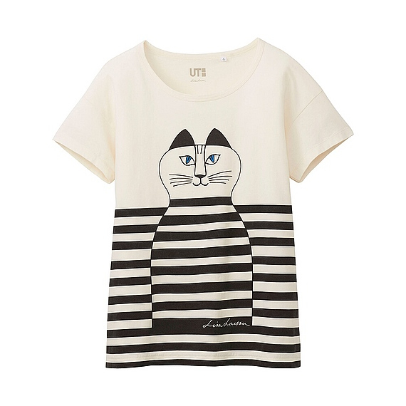 ユニクロ リサラーソン コラボ Tシャツ Sサイズ ミンミ 北歐 UT 白 ホワイト ネイビー 紺 ボーダー 半袖 貓 ネコ 2014 かわいい 新品 完売