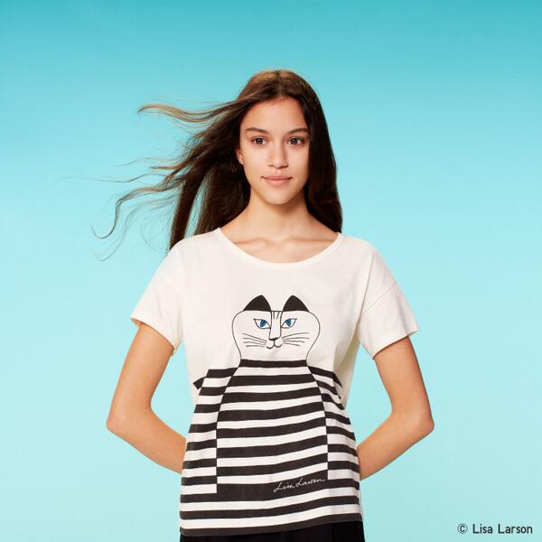 ユニクロ リサラーソン コラボ Tシャツ Sサイズ ミンミ 北歐 UT 白 ホワイト ネイビー 紺 ボーダー 半袖 貓 ネコ 2014 かわいい 新品 完売