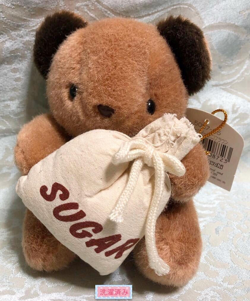 1988 Sekiguchi animal mateshuga- Bear Mini Brown soft toy .. bear seat gchimeruhen fancy Showa Retro * laundry ending 