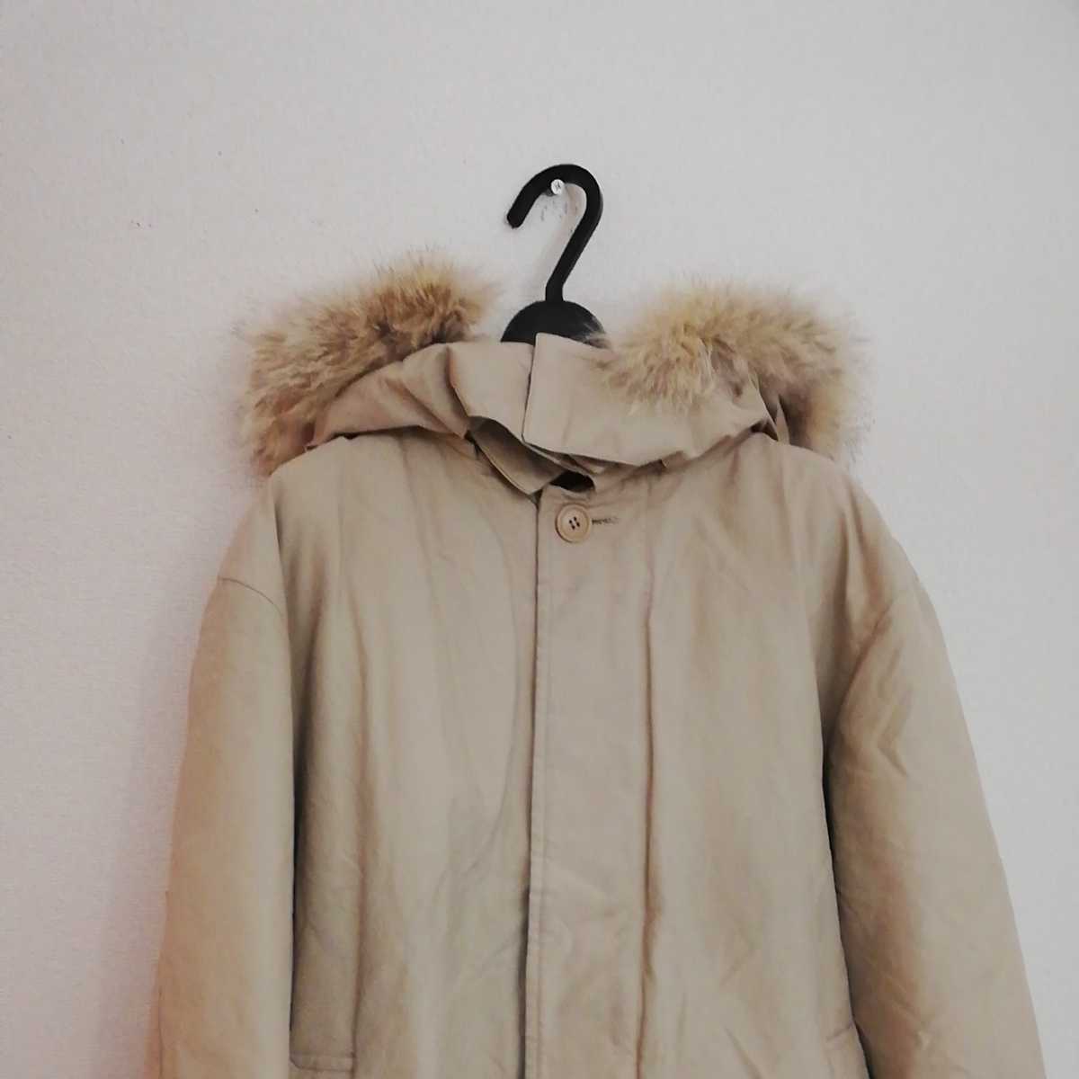 セール特価 大幅値下げ フランス製【モンクレール MONCLER】ダウンジャケット コットンナイロン ベージュ リアルファー アローズ購入 正規品青タグ