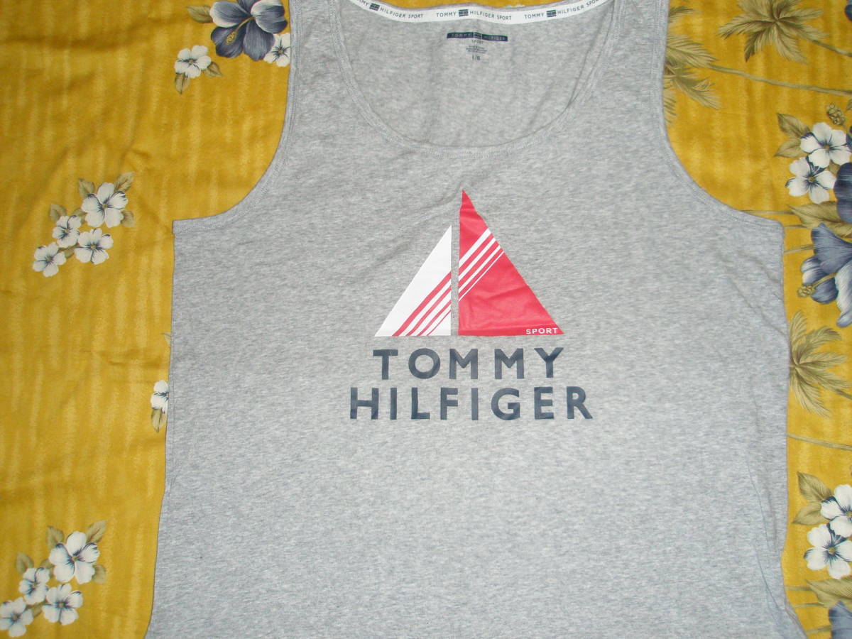 【即決】ハワイ購入 TOMMY HILFIGER SPORT タンクトップ US L グレー _画像2