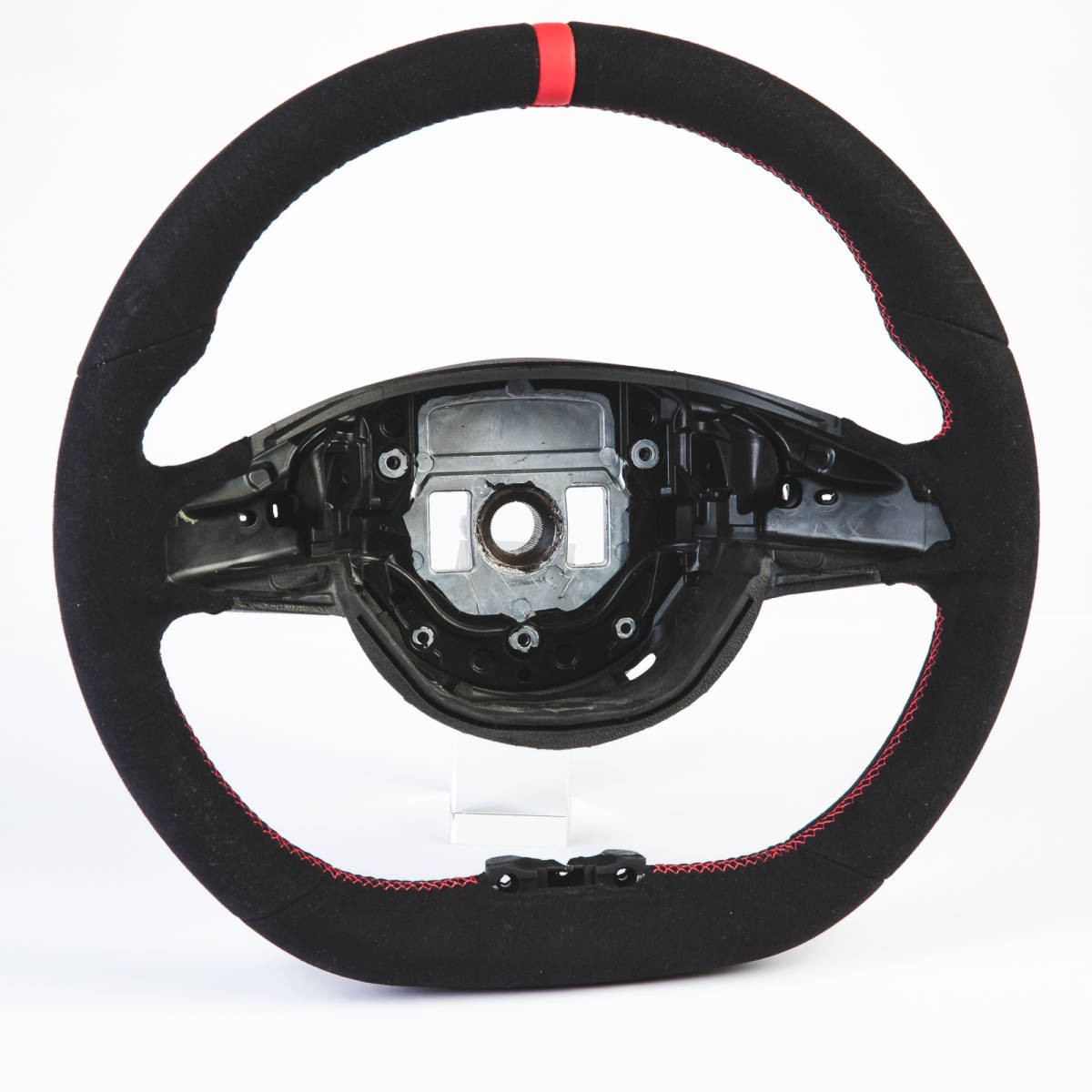 メルセデスベンツ用 Cクラス 4代目 W205 C205 D型 スポーツ ステアリング ホイール ハンドル 赤い輪デザイン 本革スエード YSW-48943