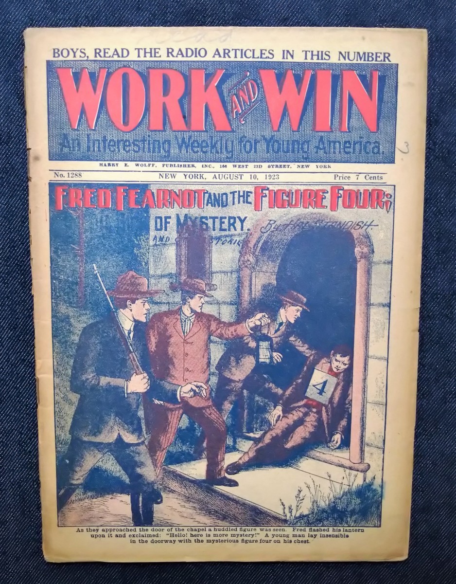 1923年 パルプ雑誌 Work and Win ダイムノヴェル Fred Fearnot Hal Standish 洋書 戦前アメリカ 三文小説_画像1