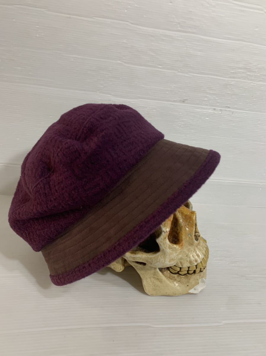 BORSALINO ボルサリーノ　日本製　紫×茶　アンゴラウールフェルト　ハット　帽子　M ボルドー_画像8