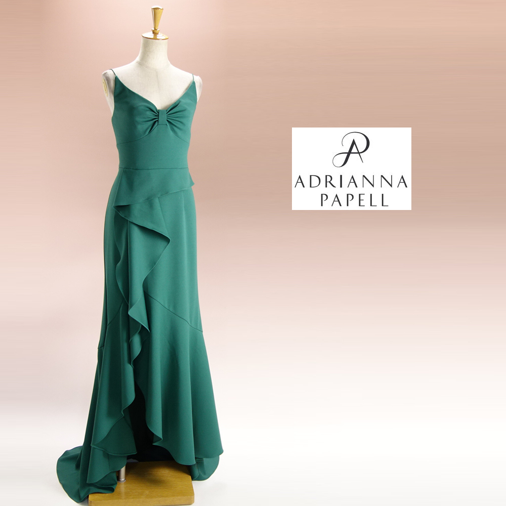 新品 アドリアナパペル 8 13号 緑 ロングドレス パーティドレス イブニングドレス ステージ衣装 撮影