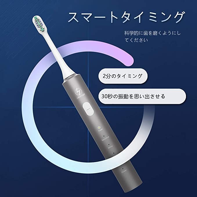 電動歯ブラシ IPX7防水  USB TYPE-C 充電 (替えブラシ2本)