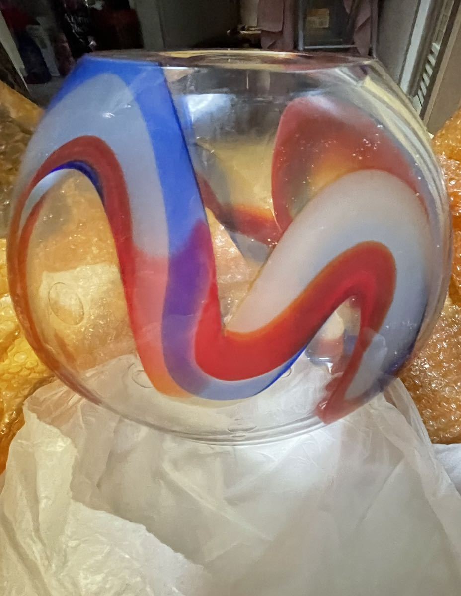 イタリア製 ☆ベネチアングラス ムラノグラス 未使用の展示品 花瓶 オブジェ(完全手作り)本物