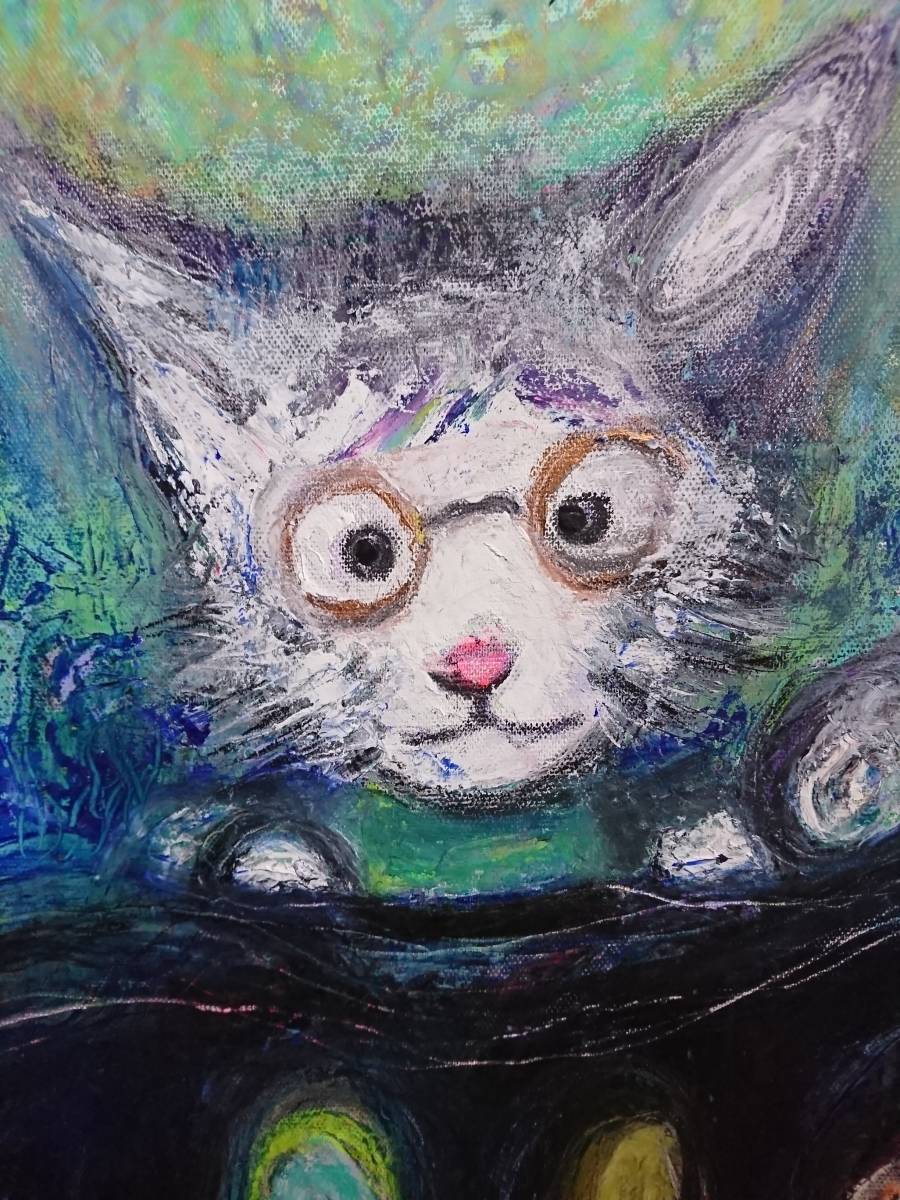 { country beautiful .}...,[ cat ], oil painting .,F6 number :40,9cm×31,8cm, oil painting one point thing, new goods high class oil painting amount attaching, autograph autograph * genuine work with guarantee 