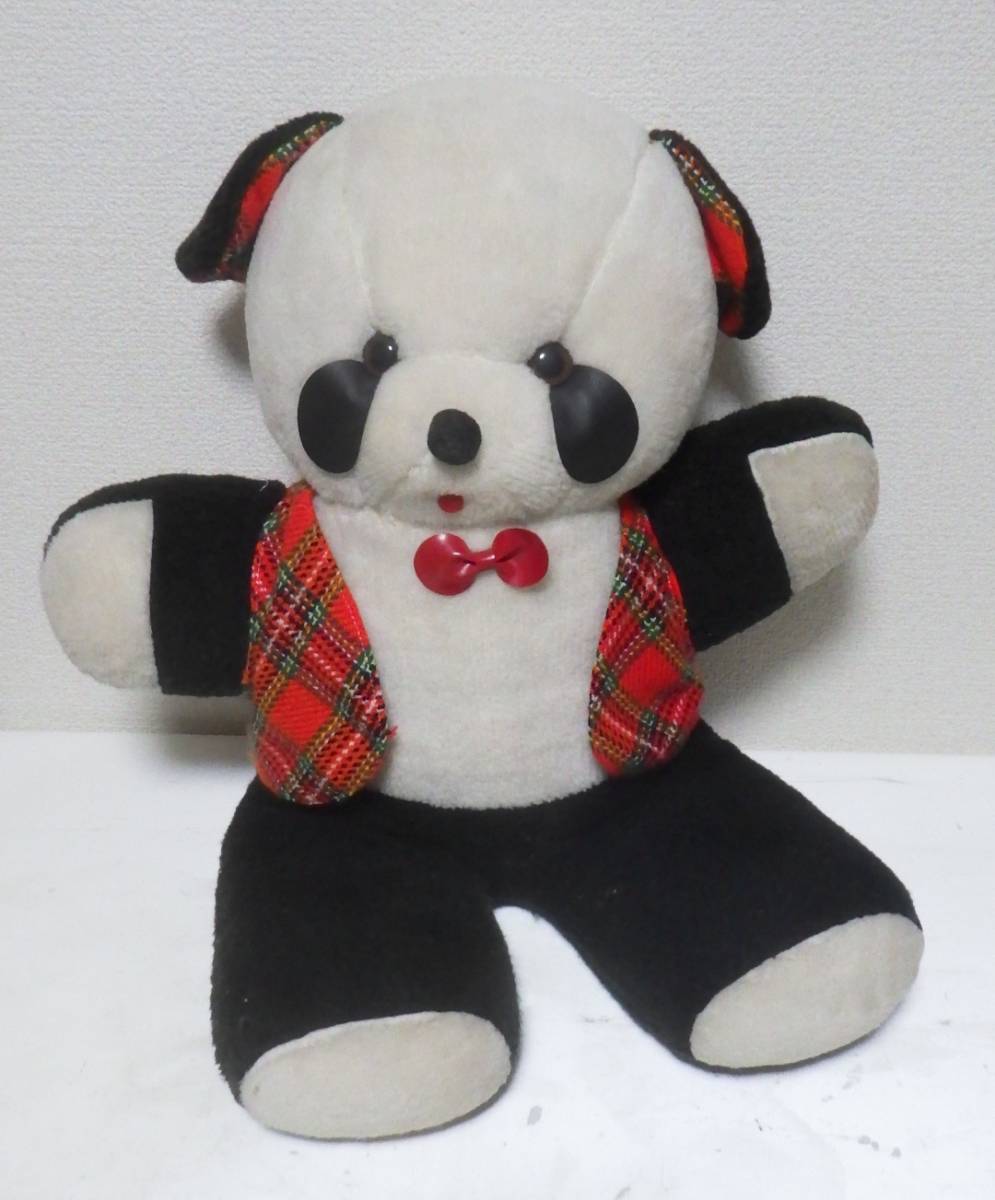  that time thing rare retro pop Showa Retro Panda Panda Chan ... soft toy red color check large BIG Vintage doll 