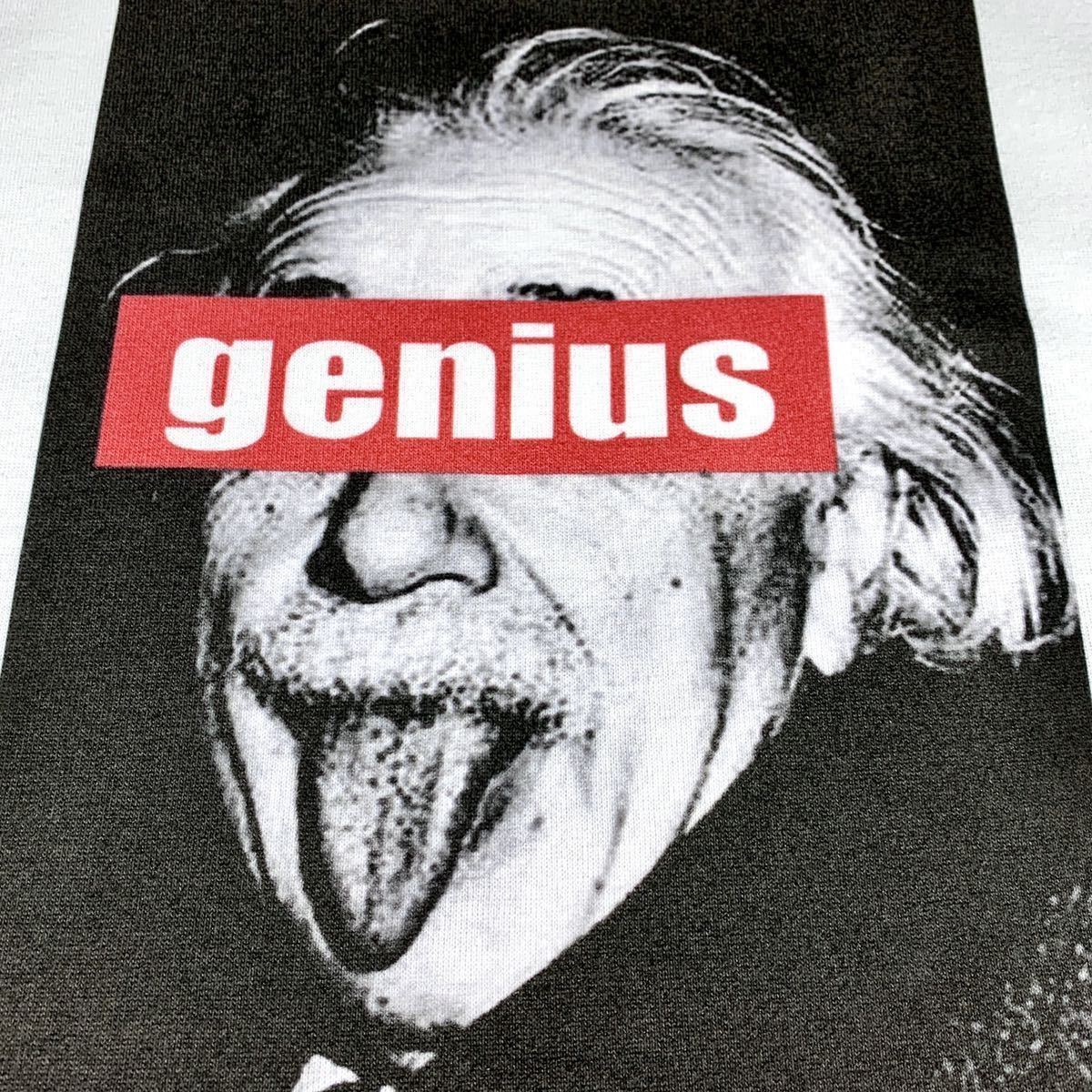 新品 アインシュタイン genius 天才 ボックスロゴ 目隠し ベロ出し ノーベル賞 物理学者 相対性理論 パーカー Lサイズ タイト ワイド UNI_画像7
