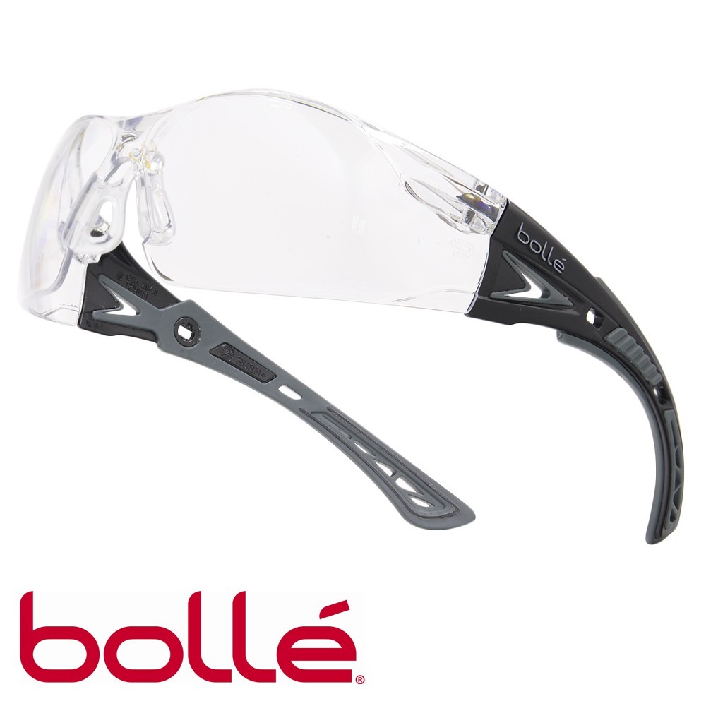 Bolle セーフティグラス RUSH PLUS クリアレンズ ブラックウルフグレイ メンズ アイウェア 紫外線カット UVカット サングラス 保護眼鏡