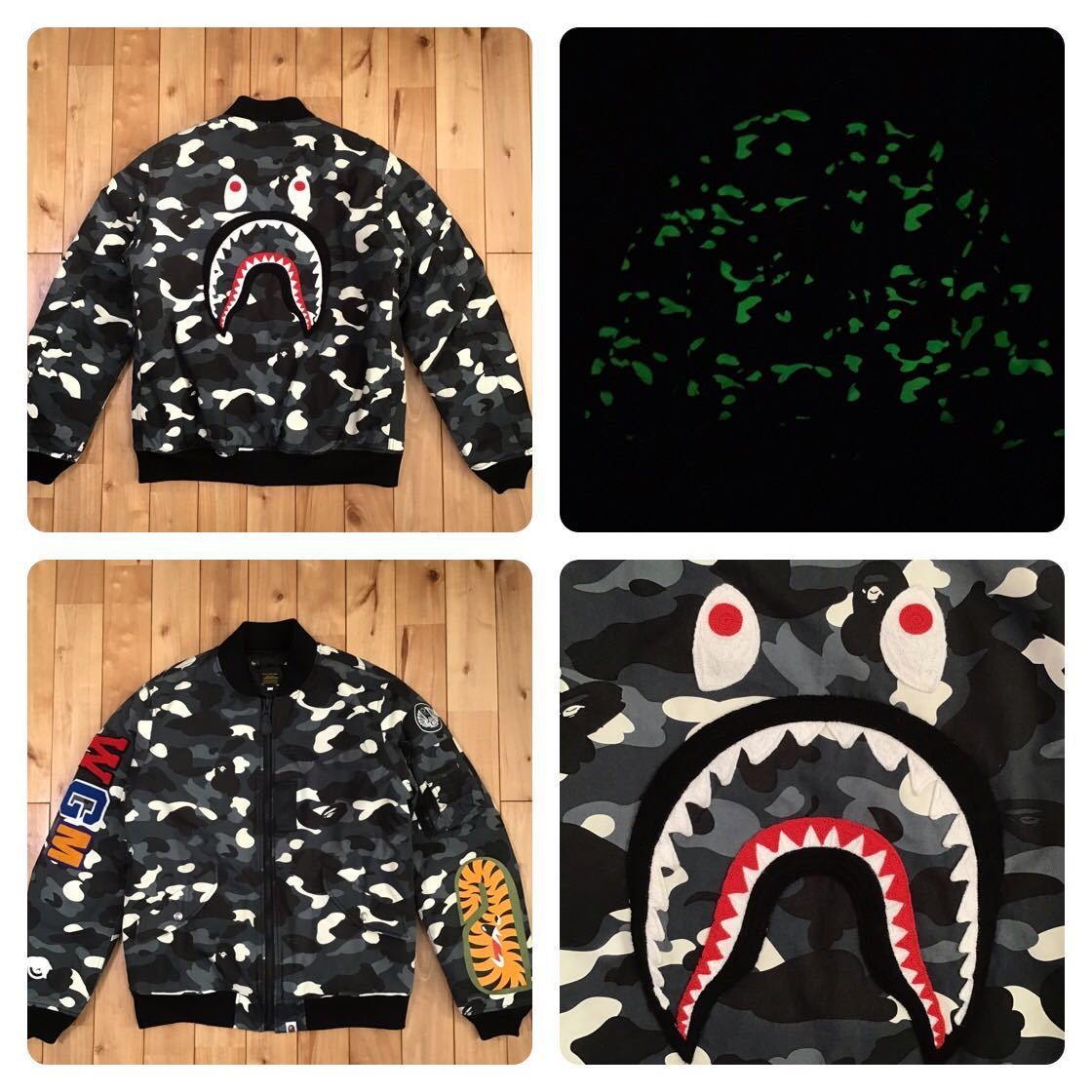 即納】 bathing a Lサイズ jacket bomber MA-1 SHARK camo city ☆蓄光