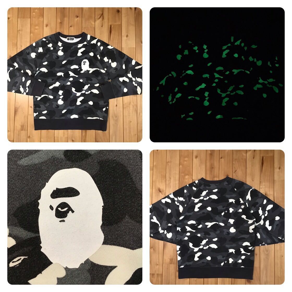 ★蓄光★ city camo BAPE HEAD LOGO 長袖スウェット Mサイズ a bathing ape BAPE SWEAT エイプ ベイプ アベイシングエイプ 迷彩 k580