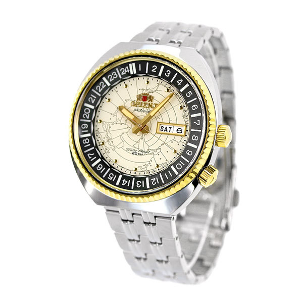 ファッションデザイナー 新品 送料無料 オリエント 腕時計 リバイバル ワールドマップ 日本製 自動巻き メンズ 時計 RN-AA0E01S ORIENT アイボリー その他