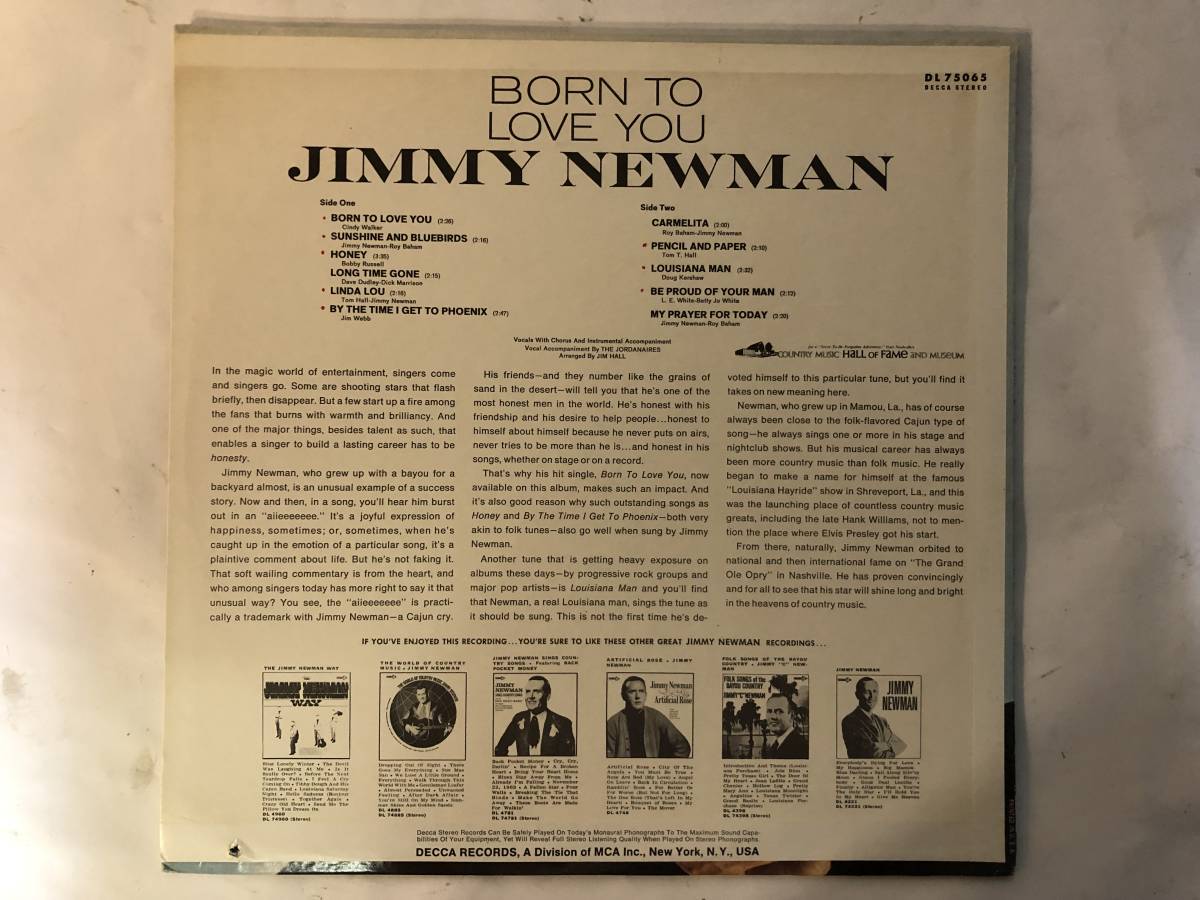 11218S 輸入盤 12inch LP★JIMMY NEWMAN/BORN TO LOVE YOU★DL 75065_画像2