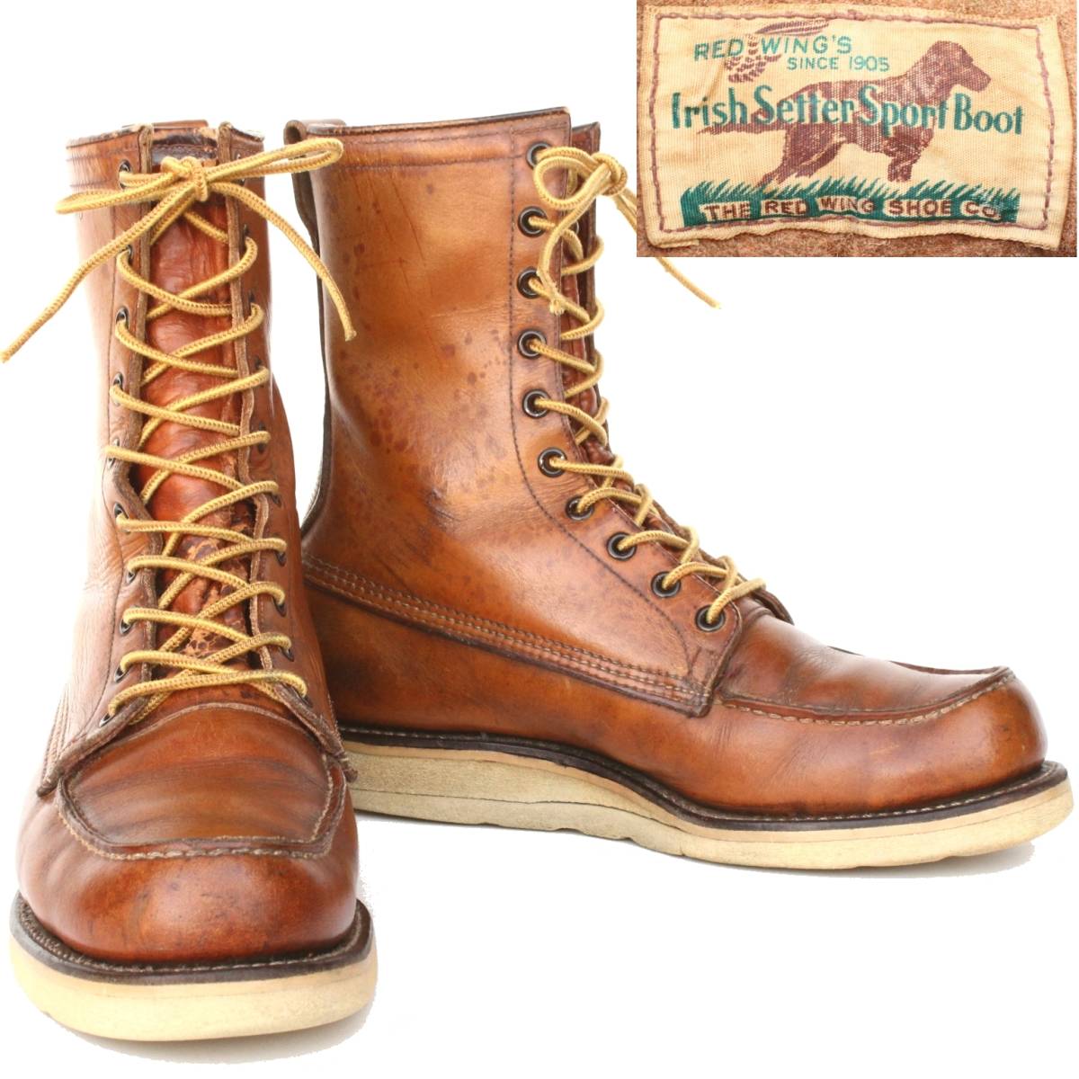 17113)希少60s-70s REDWING877レッドウィング7D約25cm  (スクエアステッチ旧四角犬タグ生産国表記なしスクエア犬ヴィンテージ60年代70年代)