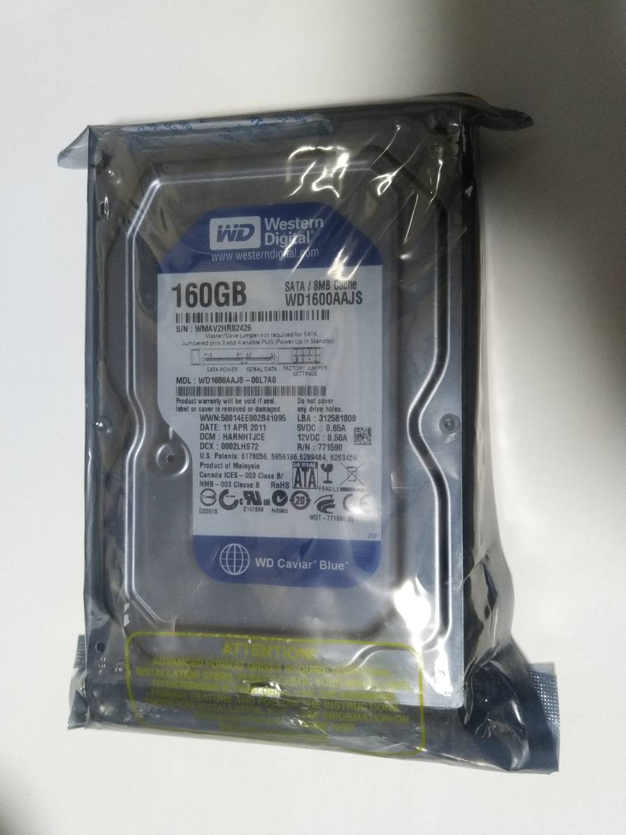 WESTERN DIGITAL 3.5インチ内蔵HDD 160GB Serial-ATA3.0Gb 7200rpm 8MB WD1600AAJS 未開封品 送料無料 即決 ⑧