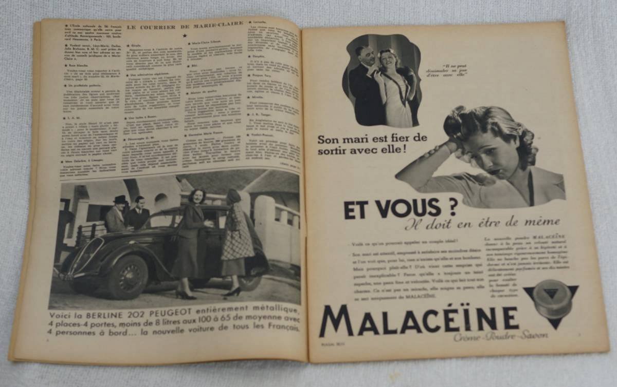 ビンテージ フランスファッション雑誌 MARIE CLAIRE 1938年04月22日 _画像4