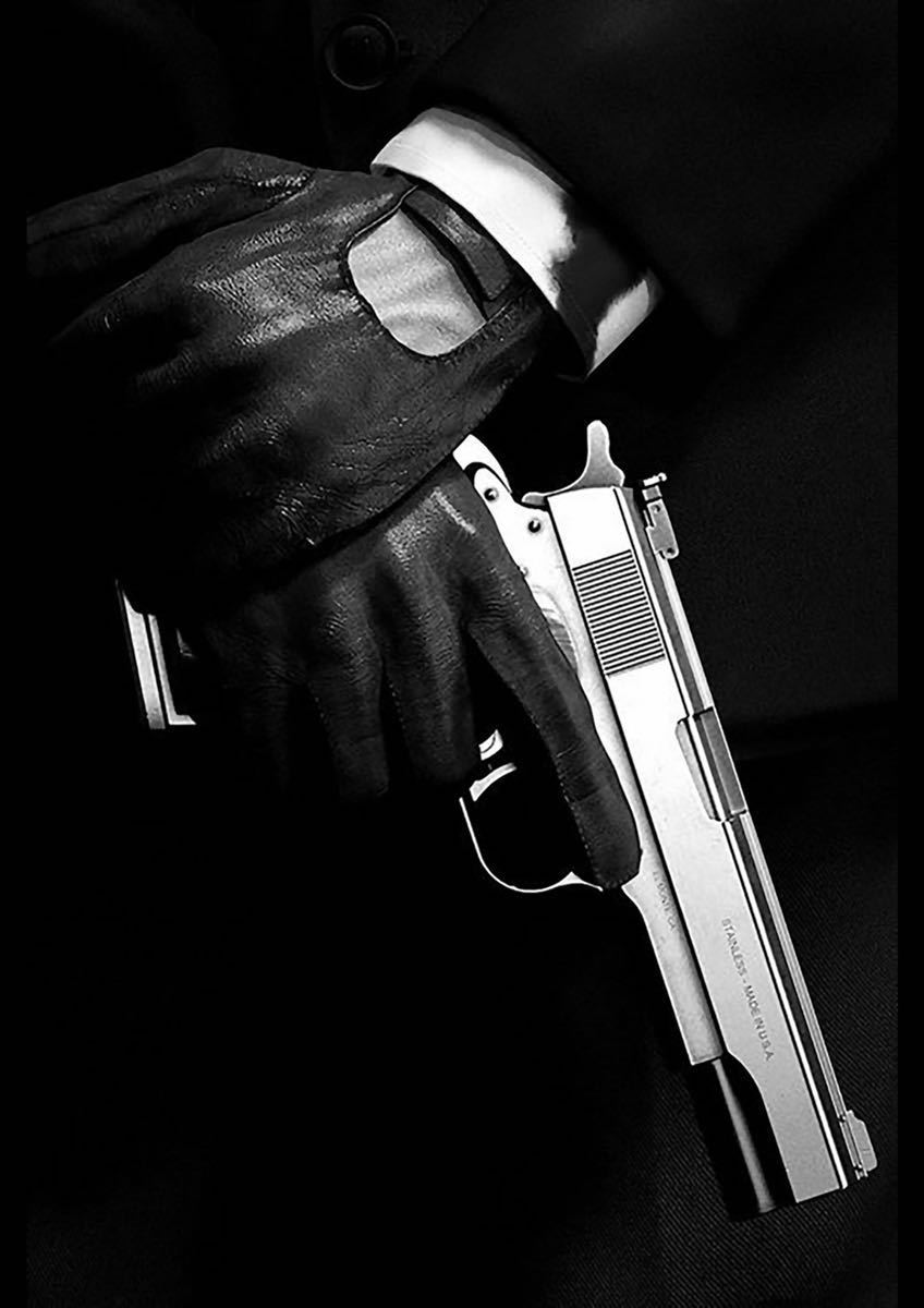 新品 ヒットマン ハンド 殺し屋 ピストル 拳銃 革手袋 黒 パーカー XS S M L XL ビッグ オーバーサイズ XXL ジップアップ Tシャツ ロンT 可_画像3
