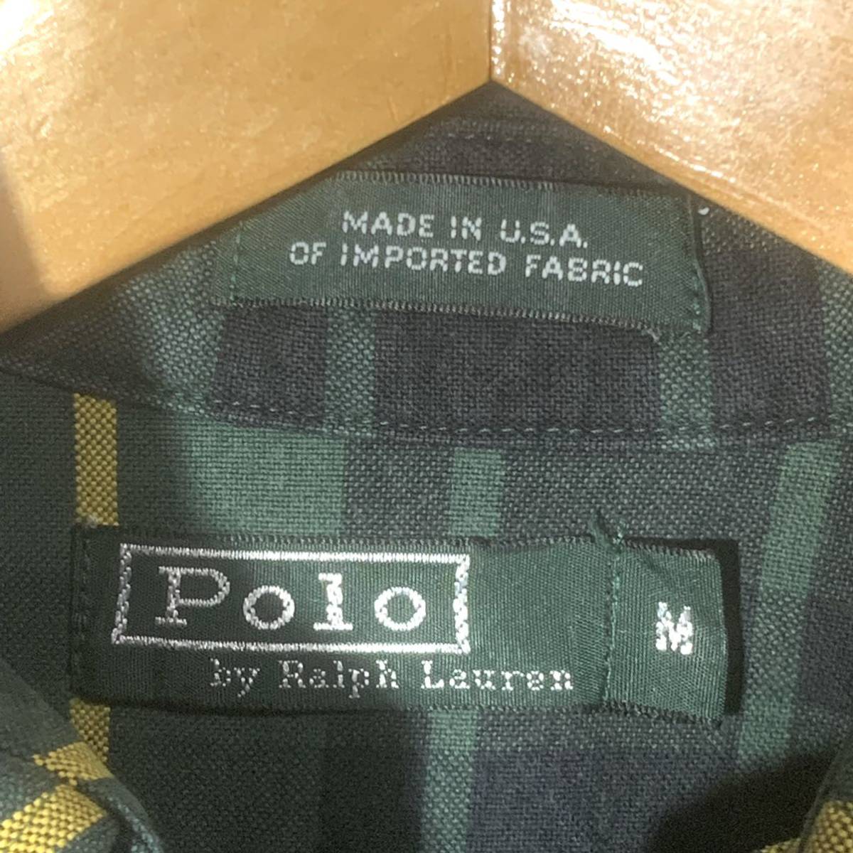 #80s 80 period USA made Vintage green tag POLO by Ralph Lauren Ralph Lauren check pattern button down long sleeve shirt old clothes boys M#