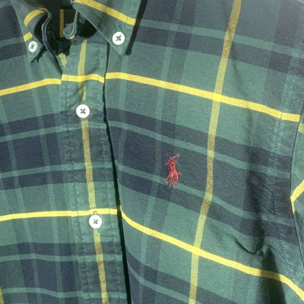 #80s 80 period USA made Vintage green tag POLO by Ralph Lauren Ralph Lauren check pattern button down long sleeve shirt old clothes boys M#