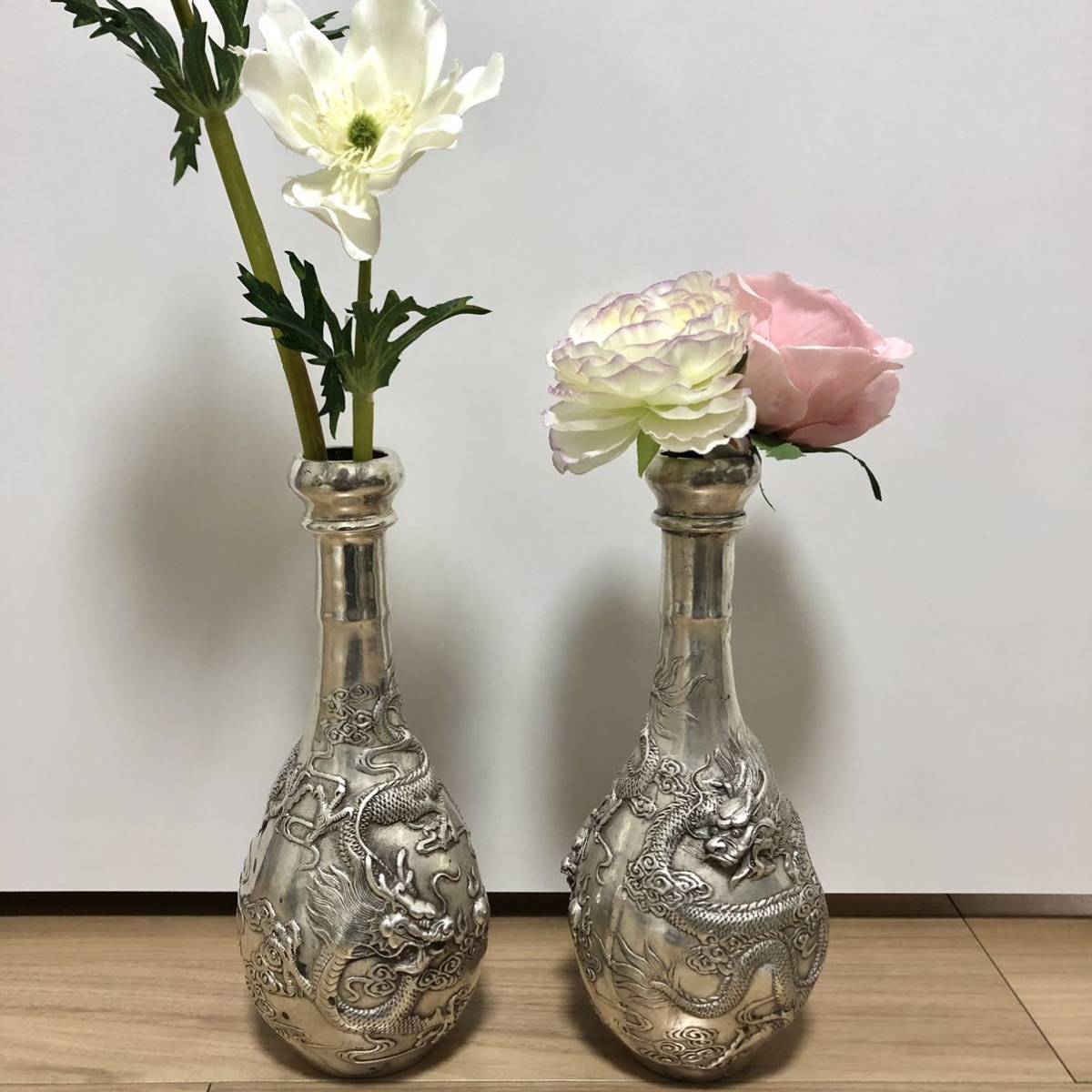 アンティーク 銀竜 花瓶 時代物 置き物 縁起物 骨董品 レア | www