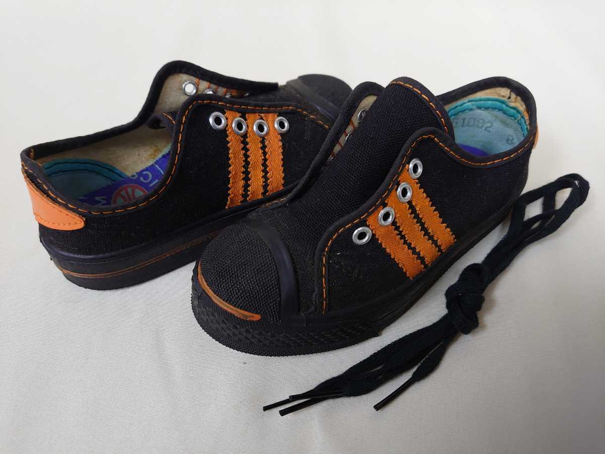 1960-1970年代★MADE IN USA BASKET SHOES BLACK×ORANGE DEAD STOCK★GYM NASTICS★アメリカ製シューズ デッドストック★60s70s VINTAGE_画像1