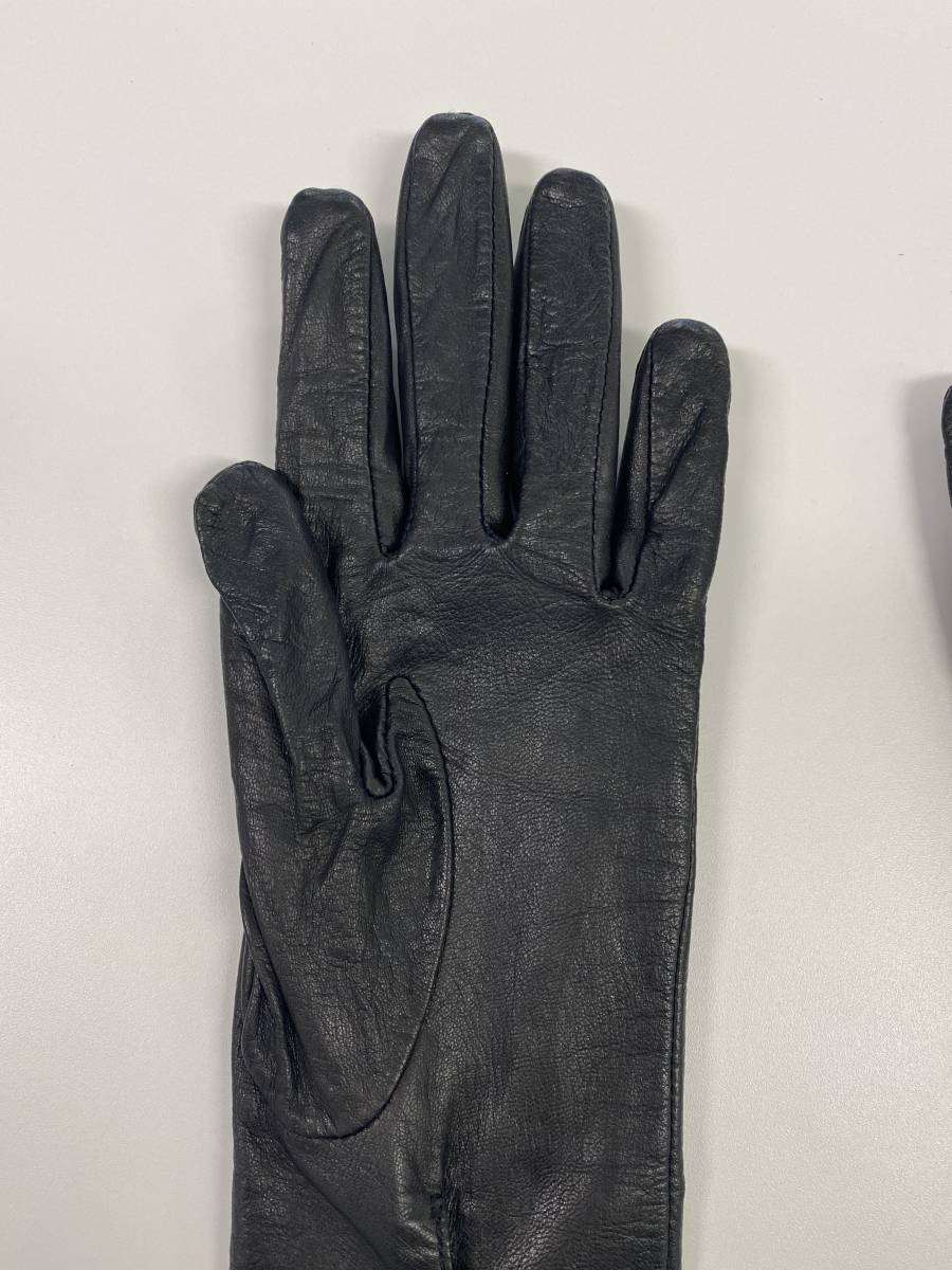 [ used ]BCBG MAXAZRIA BCBG Max Azria lady's leather long glove black leather gloves size S/M lining attaching 