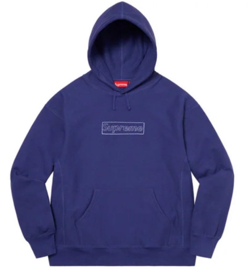 supreme KAWS Chalk Logo Hooded Sweatshirt Washed Navy Ｌサイズ (検索用 カウズ チョーク ボックス ロゴ スウェット パーカー ネイビー