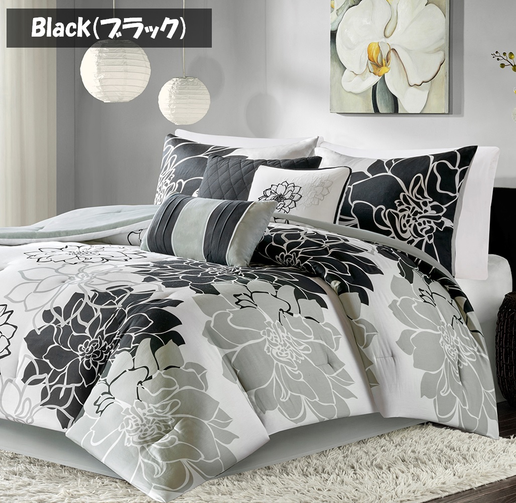 掛け布団 7点セット フローラル花柄 海外クイーンサイズ www