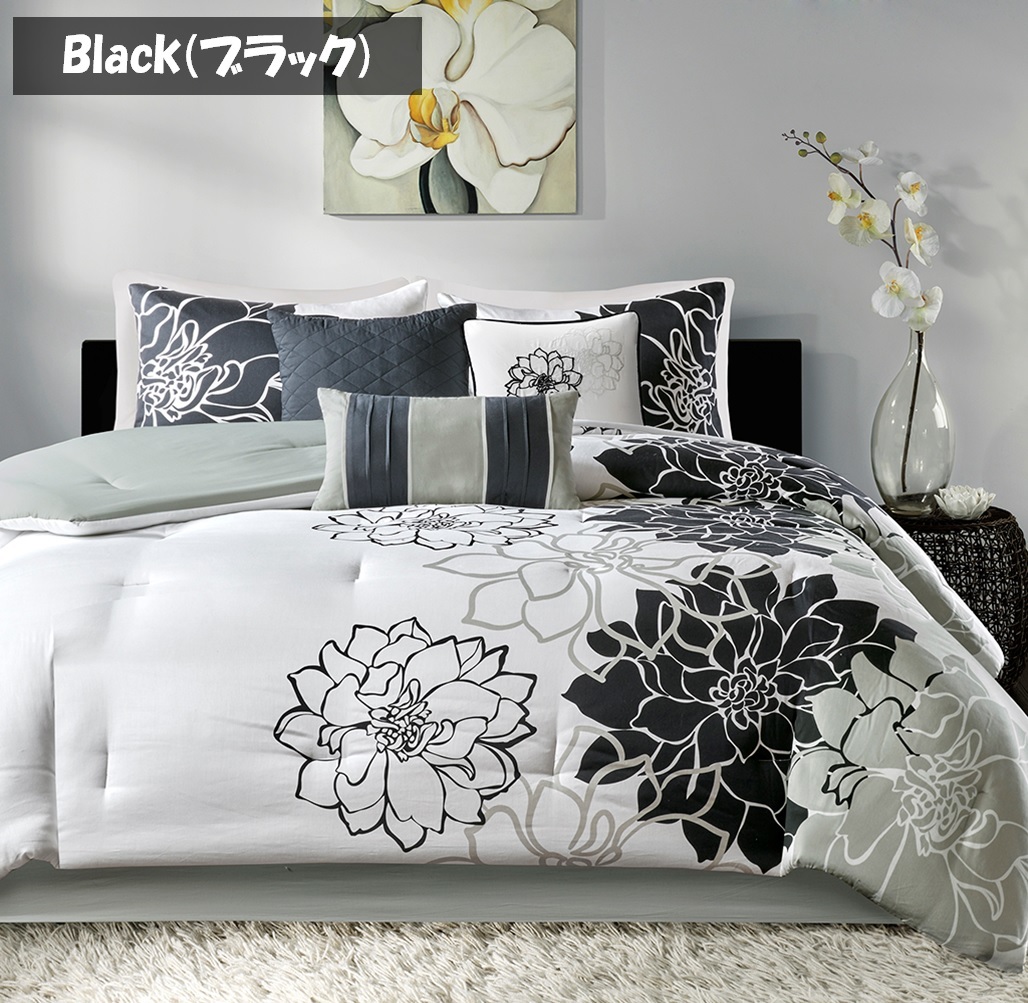 掛け布団 7点セット フローラル花柄 海外クイーンサイズ | www
